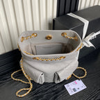 CRUISE DRAWSTRING BACKPACK 24 IN GREY LAMBSKIN GOLD-TONE METALLIC