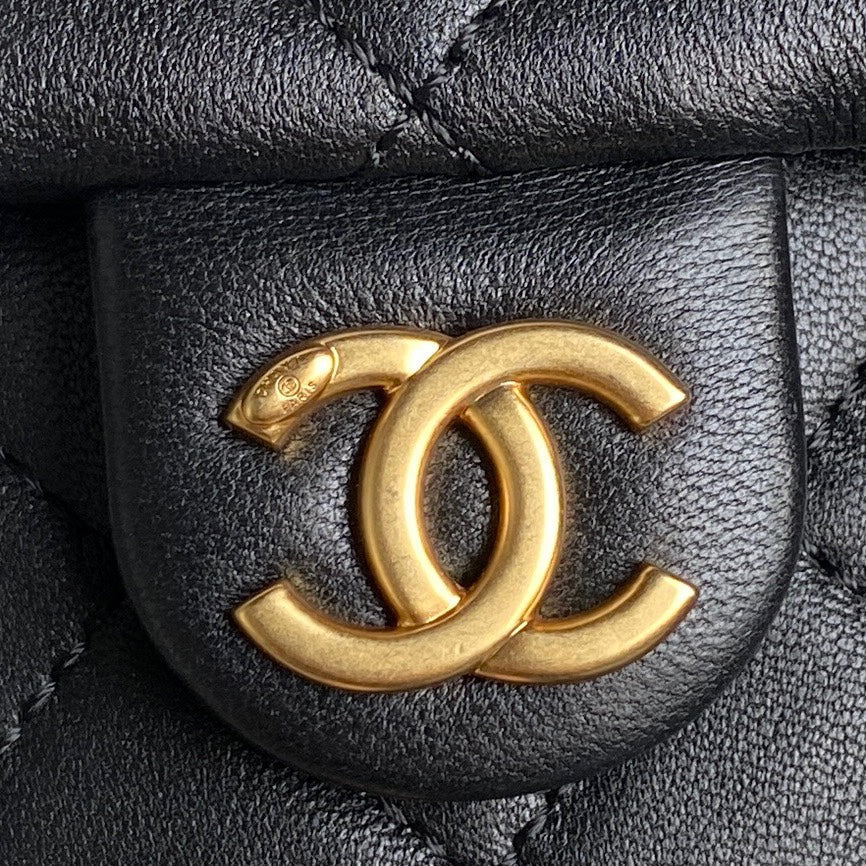 バケットバックパック 24インチ ブラック ラムスキン ゴールド金具