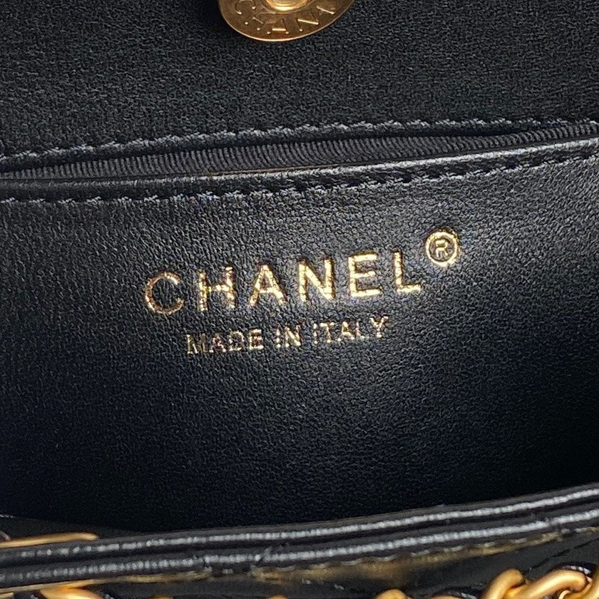 バケットバックパック 24インチ ブラック ラムスキン ゴールド金具