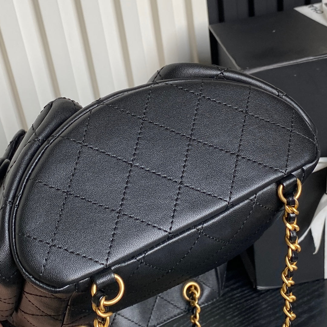 バケットバックパック 24インチ ブラック ラムスキン ゴールド金具