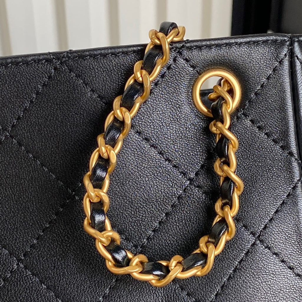 バケットバックパック 24インチ ブラック ラムスキン ゴールド金具