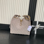 MEDIUM HANDBAG 40 IN BEIGE SUEDE GOLD HARDWARE