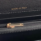 25C フラップバッグ 18インチ ブラック シャイニーグレインカーフスキン ゴールド金具