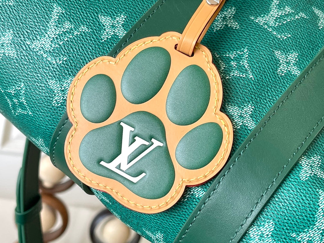 キーポル バンドリエール 25 グリーン モノグラム ヘリテージ キャンバス