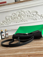 ZIP CABINE 31 BAG IN EMERALD GREEN CANVAS AND BLACK CALFSKIN