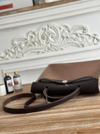 ZIP CABINE 31 BAG IN CHOCOLATE BROWN CANVAS AND BLACK CALFSKIN