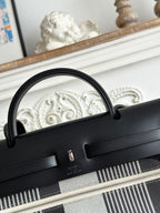 ZIP CABINE 31 BAG IN BLACK MIX WHITE CANVAS AND CALFSKIN