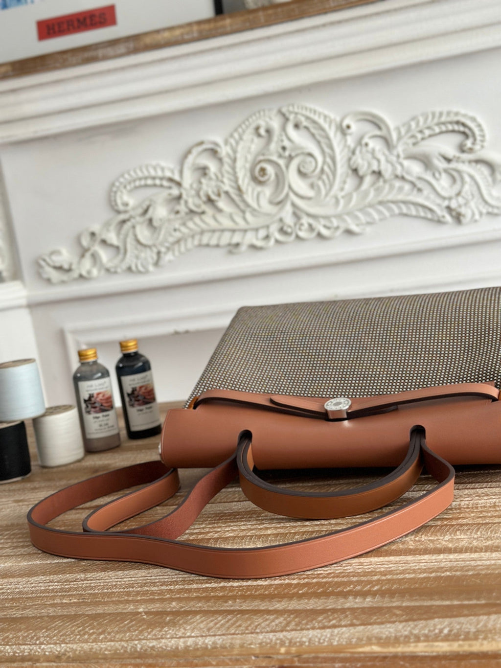 HERBAG メッセンジャー 31 バッグ ダークブラウン H バイキングキャンバス＆カウハイド