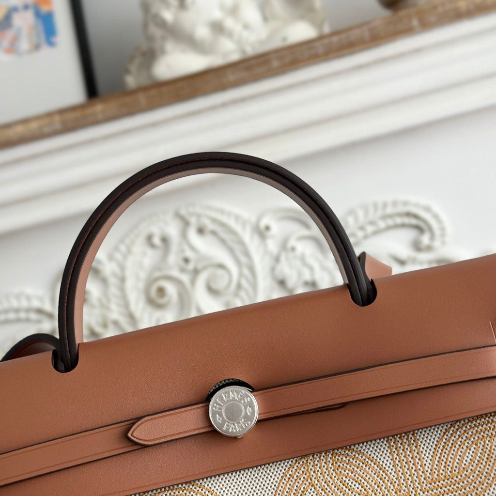 HERBAG ZIP 31 LAQUERED BAG IN OFF-WHITE MIX YELLOW H PLUME CANVAS