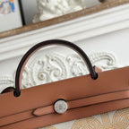 HERBAG ZIP 31 LAQUERED BAG IN OFF-WHITE MIX YELLOW H PLUME CANVAS