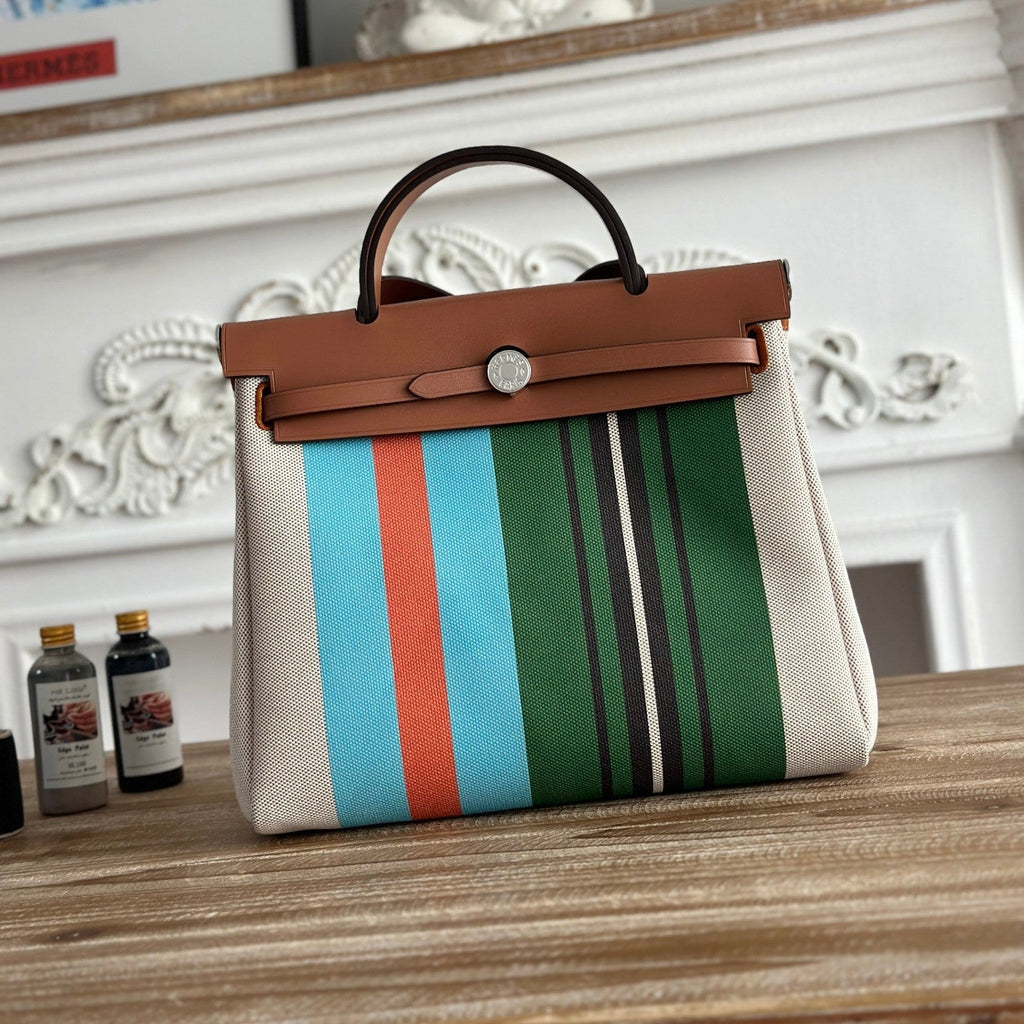 ハーブバッグ ジップ 31 ラッカー仕上げバッグ グリーン ミックス ブルー H プルーム キャンバス