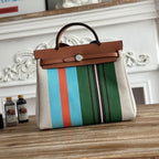 ハーブバッグ ジップ 31 ラッカー仕上げバッグ グリーン ミックス ブルー H プルーム キャンバス