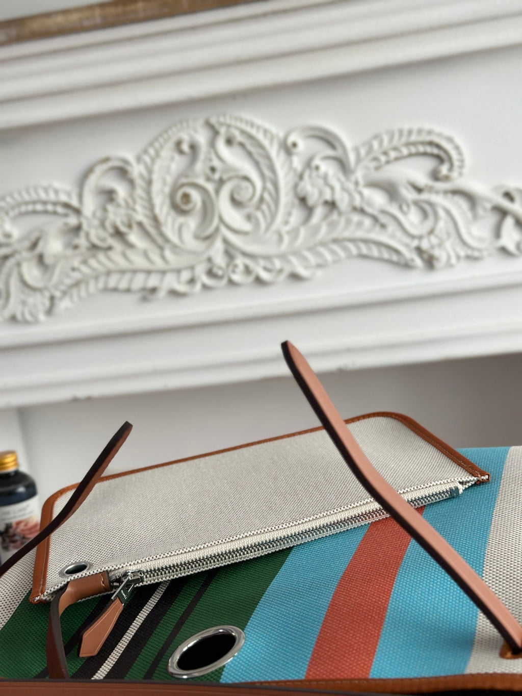 ハーブバッグ ジップ 31 ラッカー仕上げバッグ グリーン ミックス ブルー H プルーム キャンバス