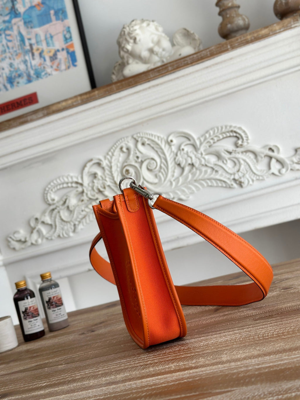 ミニ ネオ 17 エブリン バッグ（ファイヤーオレンジ キャンバス＆カーフスキン）
