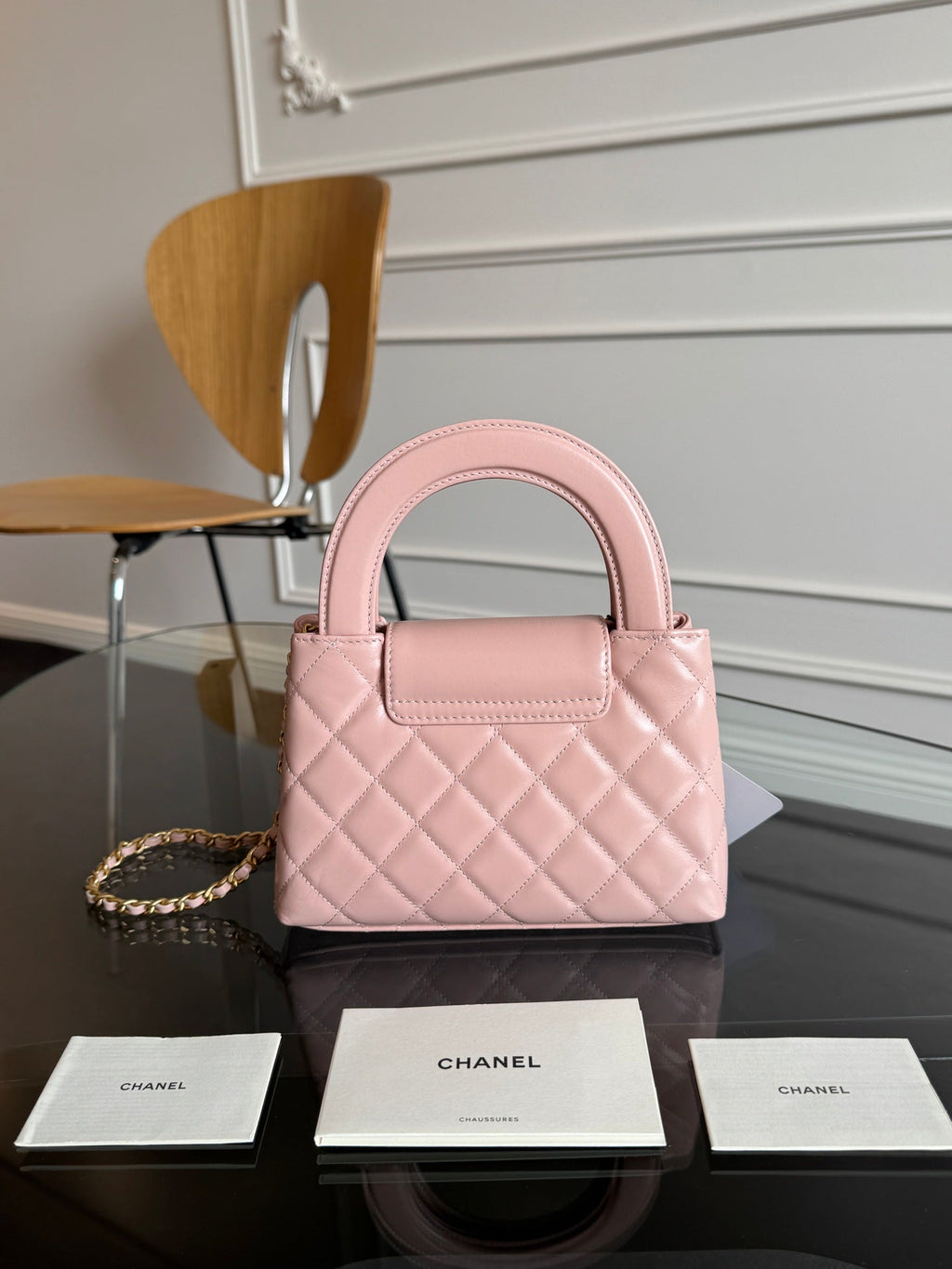 ケリー ショッピングバッグ 19インチ ライトピンク カーフスキン ゴールド金具