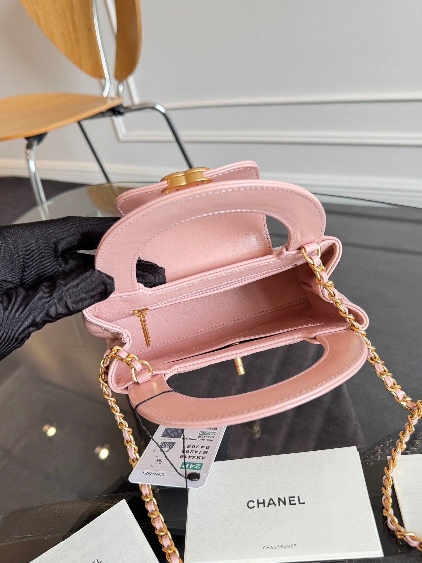 ケリー ショッピングバッグ 19インチ ライトピンク カーフスキン ゴールド金具