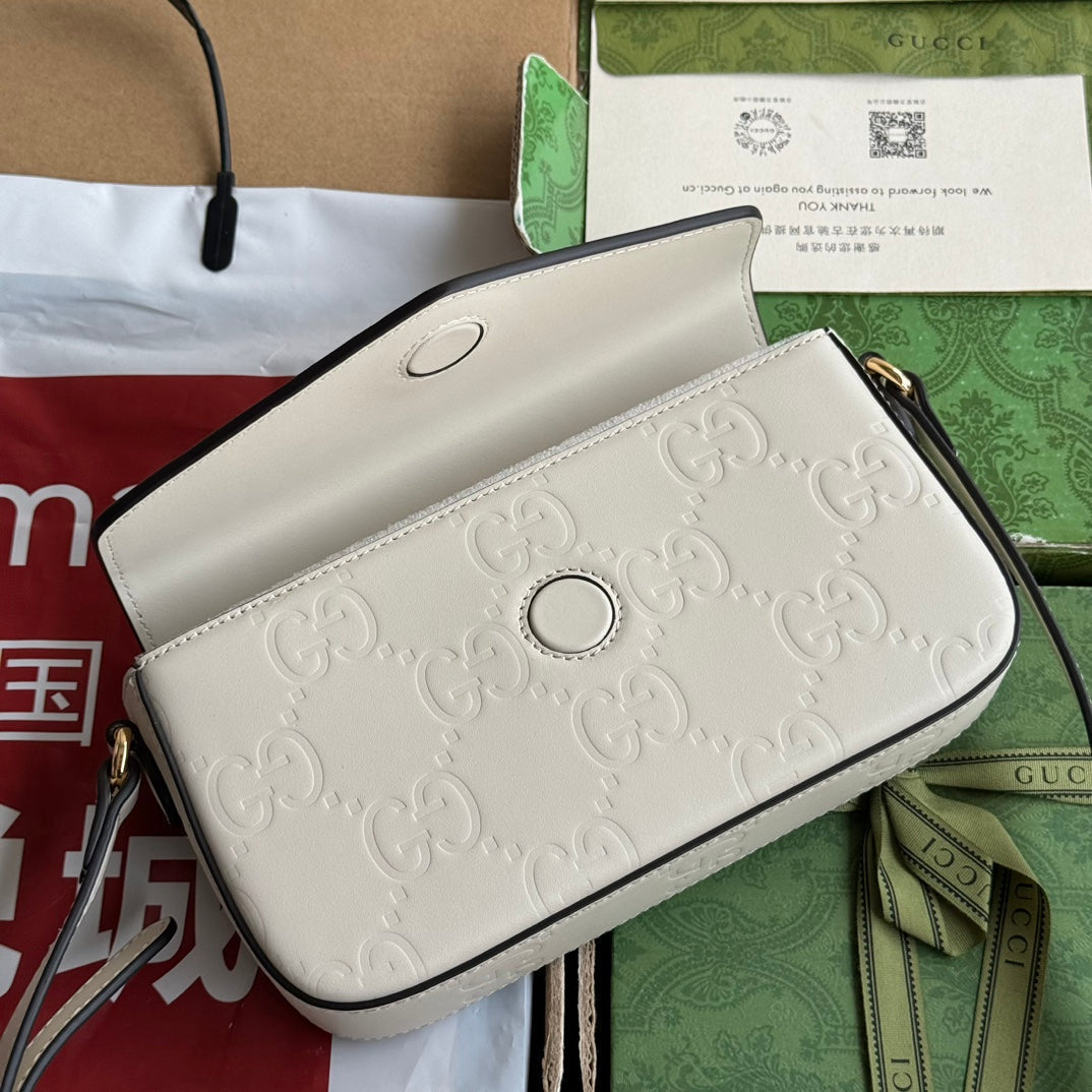 スーパーミニショルダーバッグ 21 ホワイトエンボスカーフスキン