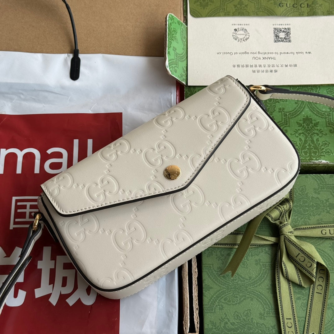 スーパーミニショルダーバッグ 21 ホワイトエンボスカーフスキン