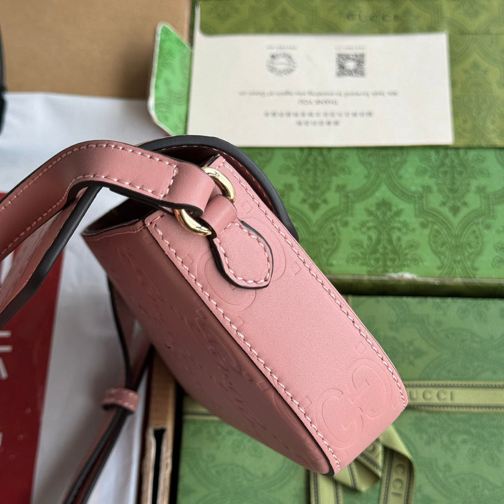 スーパーミニショルダーバッグ 21 バレリーナピンク エンボスカーフスキン