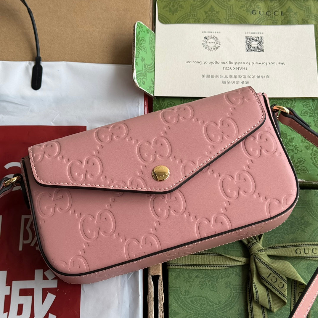 スーパーミニショルダーバッグ 21 バレリーナピンク エンボスカーフスキン