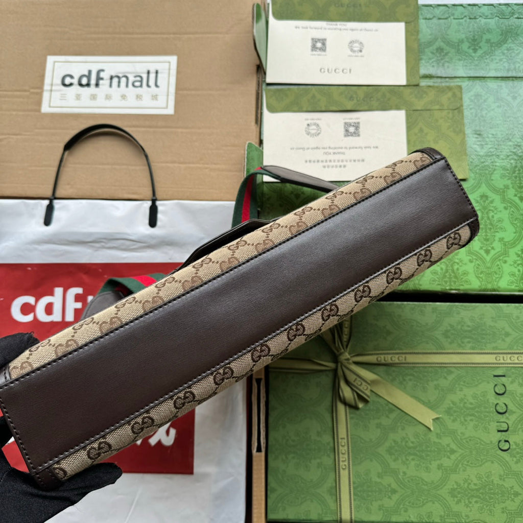 ルーチェ ミディアム ショルダーバッグ 36 ベージュ キャンバス＆ダークブラウン カーフスキントリム ゴールド金具