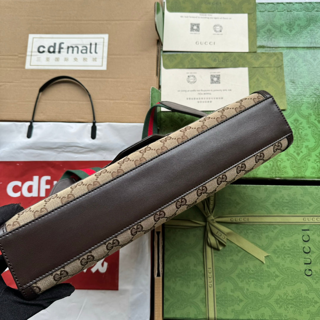 ルーチェ ミディアム ショルダーバッグ 36 ベージュ キャンバス＆ダークブラウン カーフスキントリム ゴールド金具