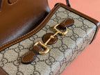 GG HORSEBIT 1955 MINI 18 BAG BEIGE CANVAS AND BROWN CALFSKIN