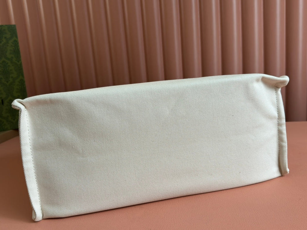 TOTE BAG PRINTED LOGO 41.5 IN BROWN CALFSKIN OFF WHITE CANVAS