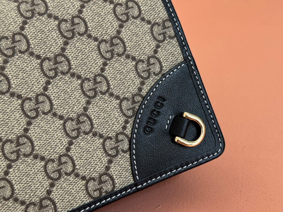 EMBLEM WALLET GG MONOGRAM 20 IN DARK BROWN AND BLACK CALFSKIN