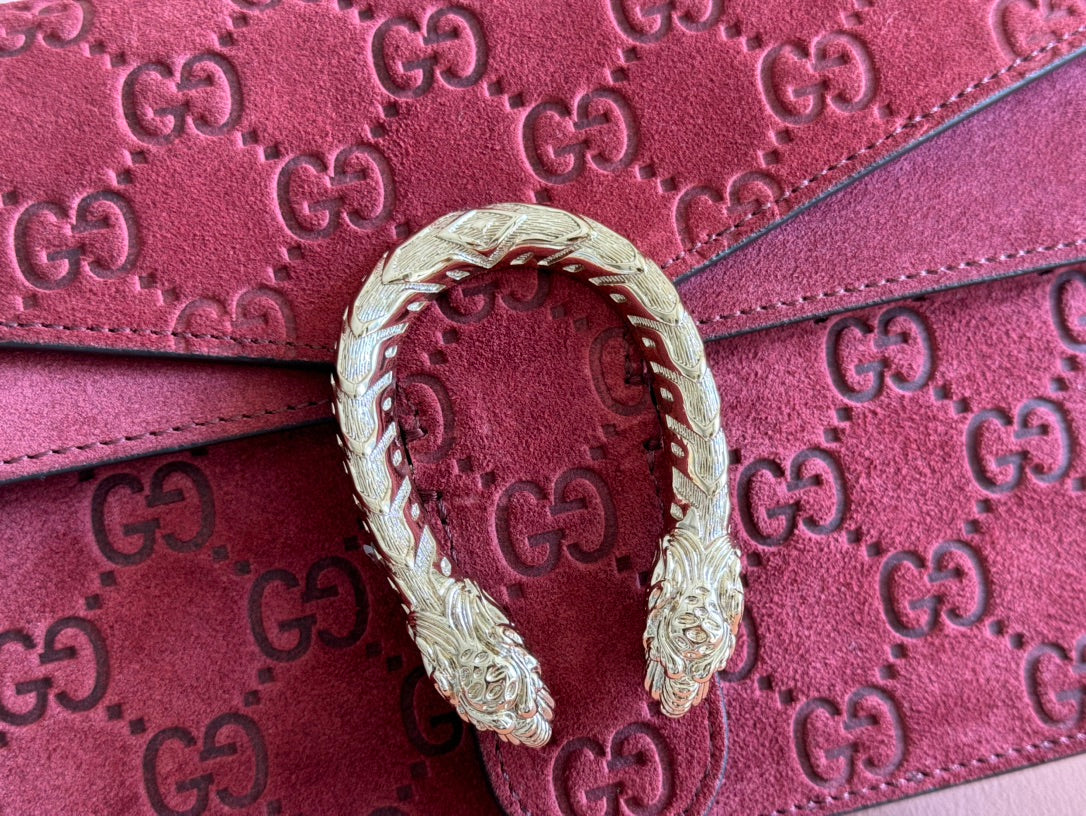 ディオニュソス ミディアム ショルダーバッグ 27.5インチ ロッソ アンコラ レッド GGスエード