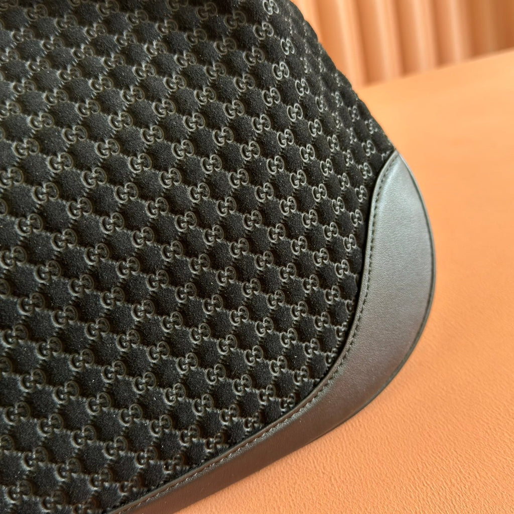 MEDIUM B SHOULDER BAG 42 IN BLACK GG SUEDE