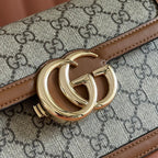 GO SMALL SHOULDER BAG 21.5 IN DARK GREY BROWN CALFSKIN