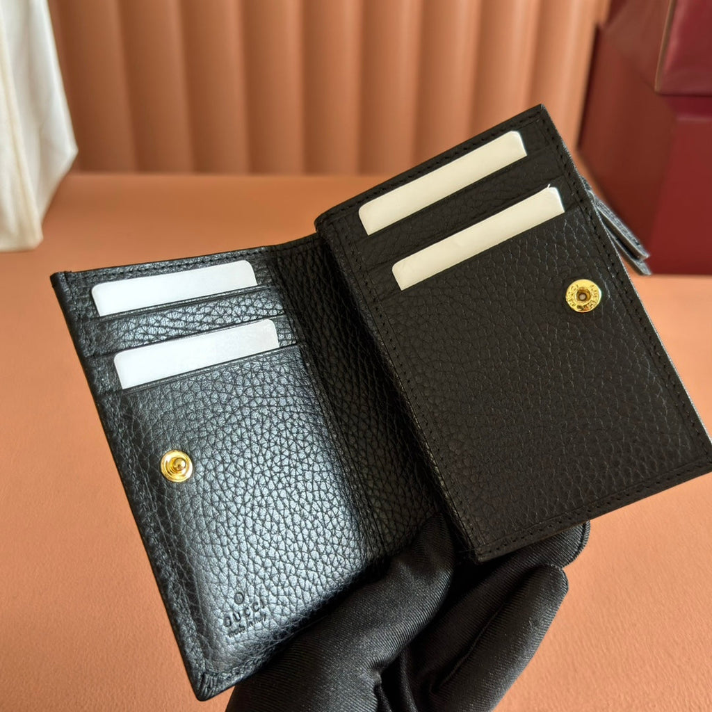 GG MARMONT SMALL WALLET 11 BLACK IN CALFSKIN