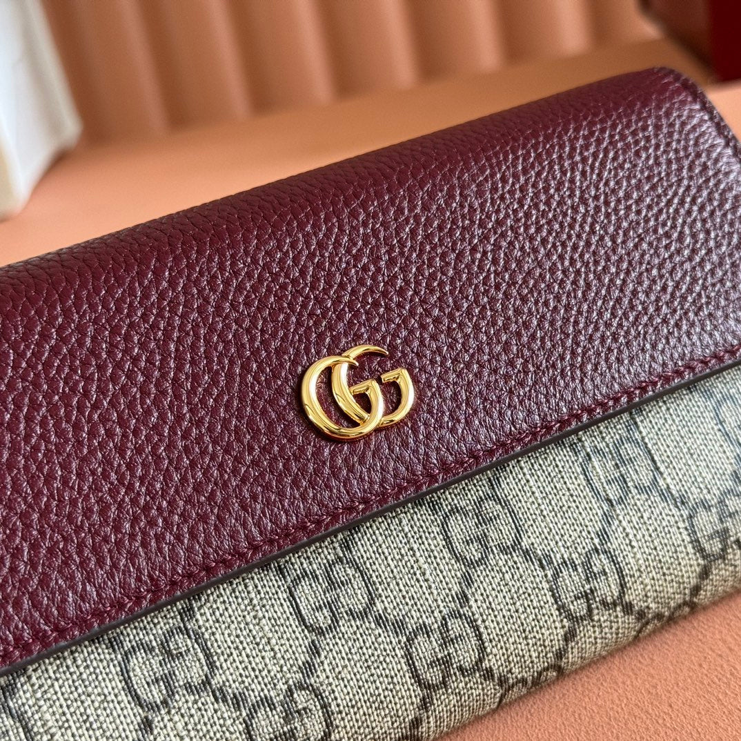 GG MARMONT BAG 19 EBONY AND DARK RED CALFSKIN ON CHAIN