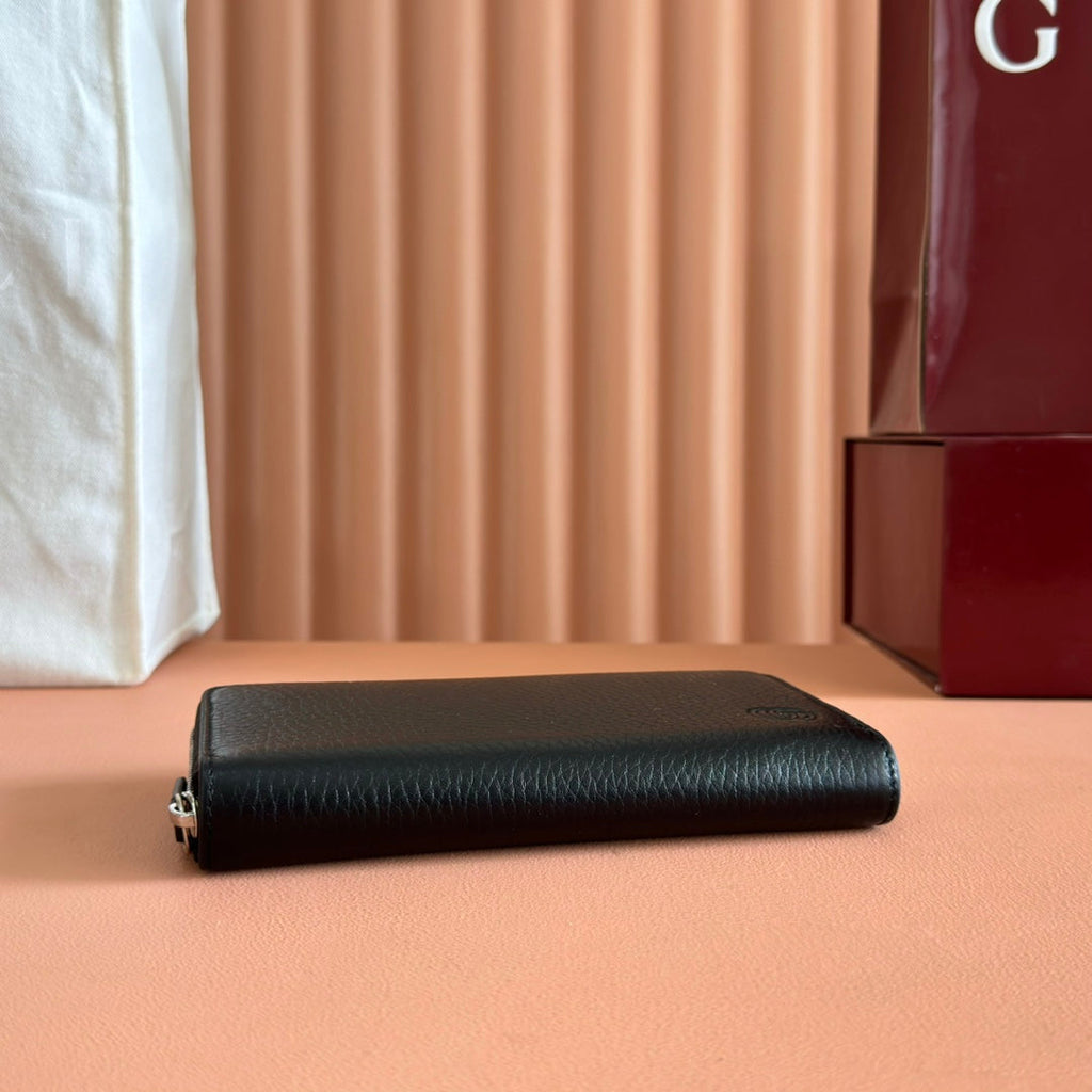 GG MARMONT 19 LONG WALLET IN BLACK CALFSKIN SILVER HARDWARE
