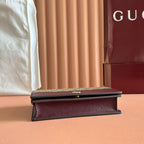 GG MARMONT WALLET ON CHAIN 20 DARK RED AND BEIGE IN CALFSKIN