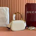 GUCCI BAMBOO MINI BAG 21 WHITE IN CALFSKIN
