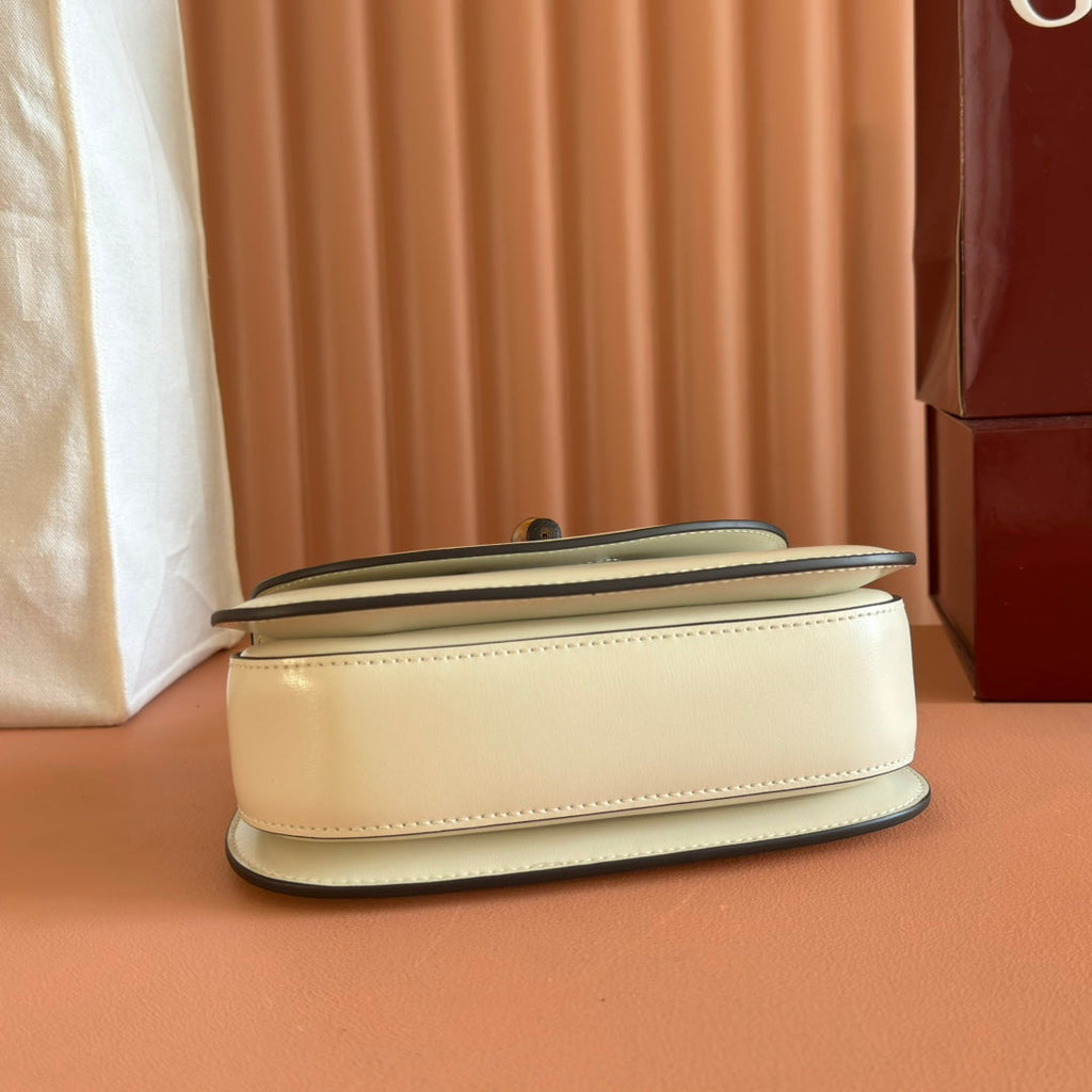 GUCCI BAMBOO MINI BAG 21 WHITE IN CALFSKIN
