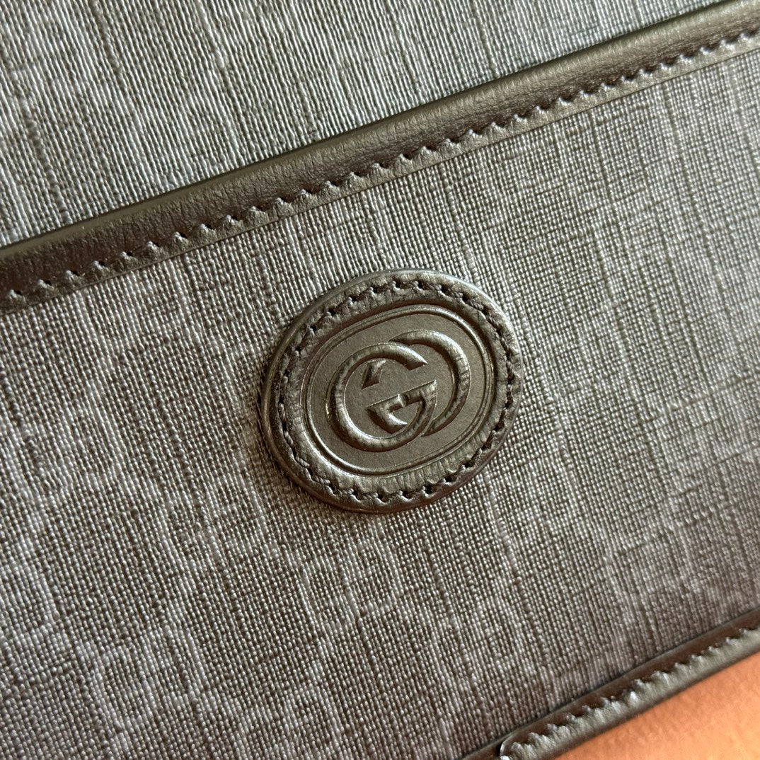 GUCCI MINI BAG 22 GREY AND BLACK WITH INTERLOCKING G IN CANVAS