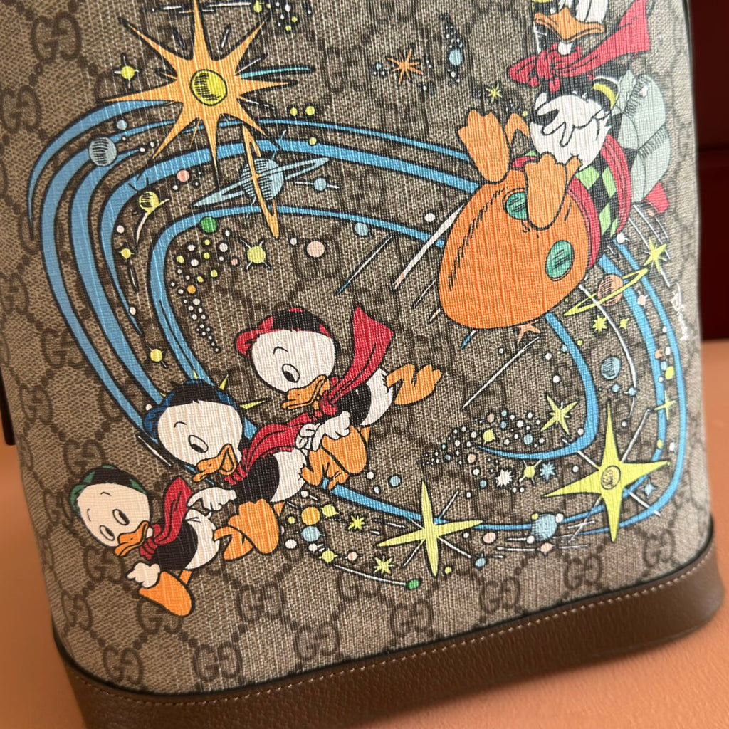 GUCCI DONALD DUCK SMALL BACKPACK 29 BROWN IN CALFSKIN