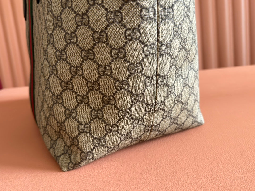 GG オフィディア ミディアム トートバッグ 31 ベージュ＆ダークブラウン キャンバス