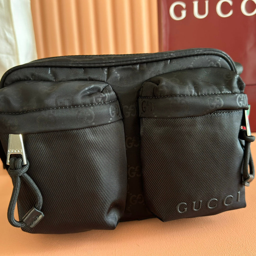 GUCCI NEXUS SMALL CROSSBODY BAG 37 IN BLACK NYLON