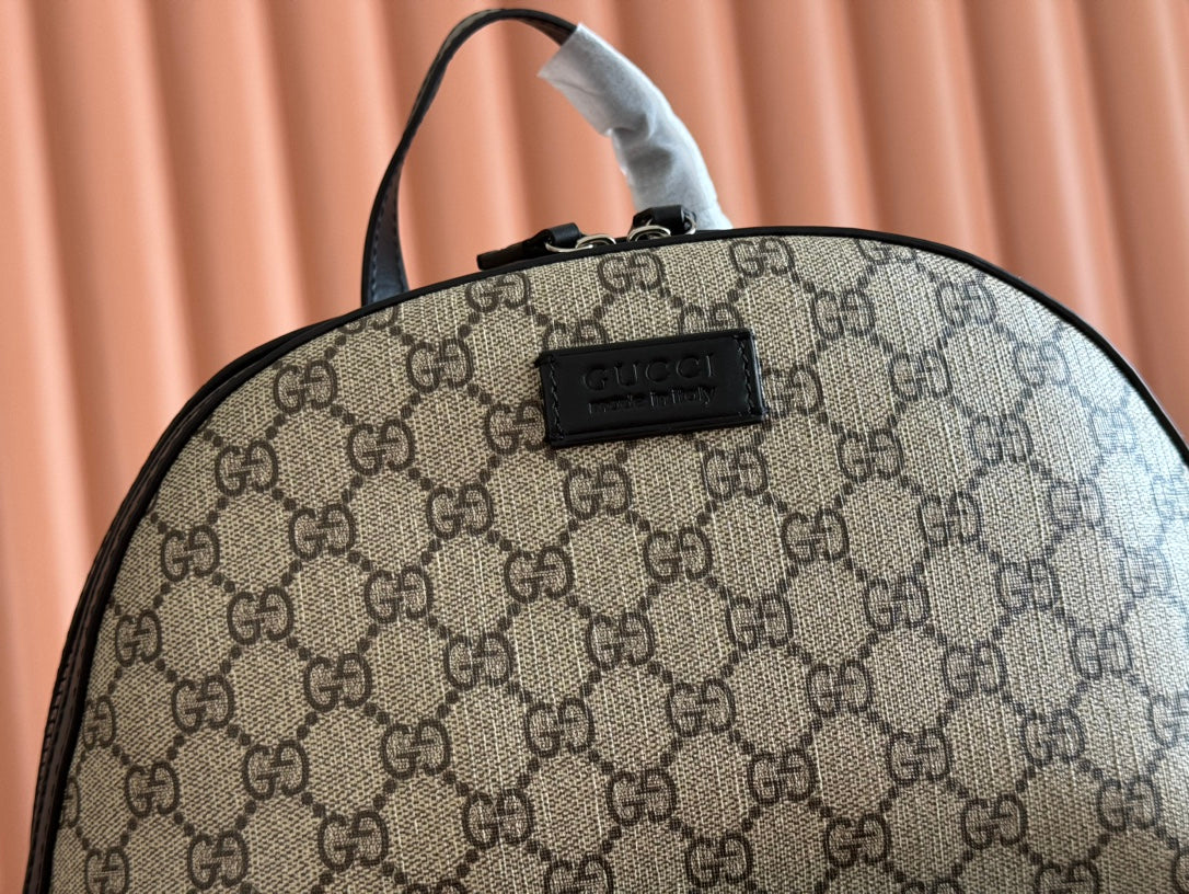 EMBOSSED BACKPACK 40 IN BEIGE AND DARK BROWN CALFSKIN