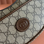 GGスプリーム ショルダーバッグ 22 ブラウン キャンバス ゴールド金具