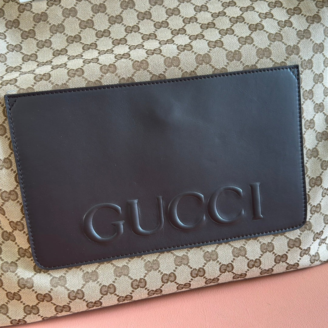 グッチ 25S オフィディア ミディアム ダッフルバッグ 44 ベージュ キャンバス＆ブラウン カーフスキン