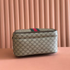 GUCCI 25S OPHIDIA BACKPACK 40 IN BEIGE CANVAS AND BROWN CALFSKIN