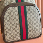 GUCCI 25S OPHIDIA BACKPACK 40 IN BEIGE CANVAS AND BROWN CALFSKIN