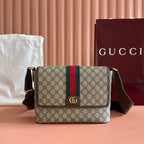 グッチ 25S オフィディア スモールバッグ 28 ベージュキャンバス＆ブラウンカーフスキン