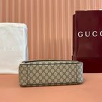 グッチ 25S オフィディア ラージ クロスボディバッグ 33 ベージュ キャンバス＆ブラウン カーフスキン