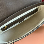 グッチ 25S オフィディア ラージ クロスボディバッグ 33 ベージュ キャンバス＆ブラウン カーフスキン